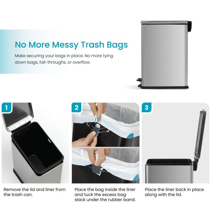8 Gallon Slim Kitchen Trash Can - Image 3