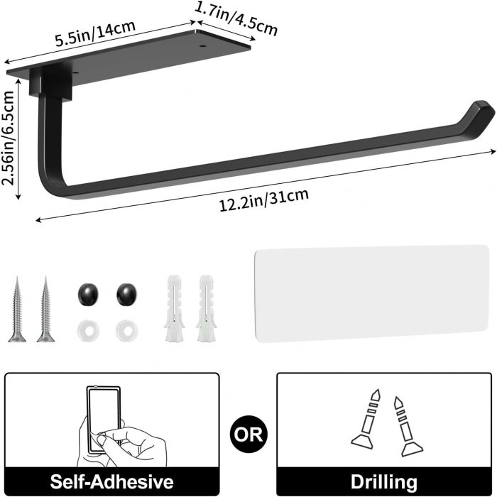 Paper Towel Holder Self-Adhesive or Drilling - Image 5